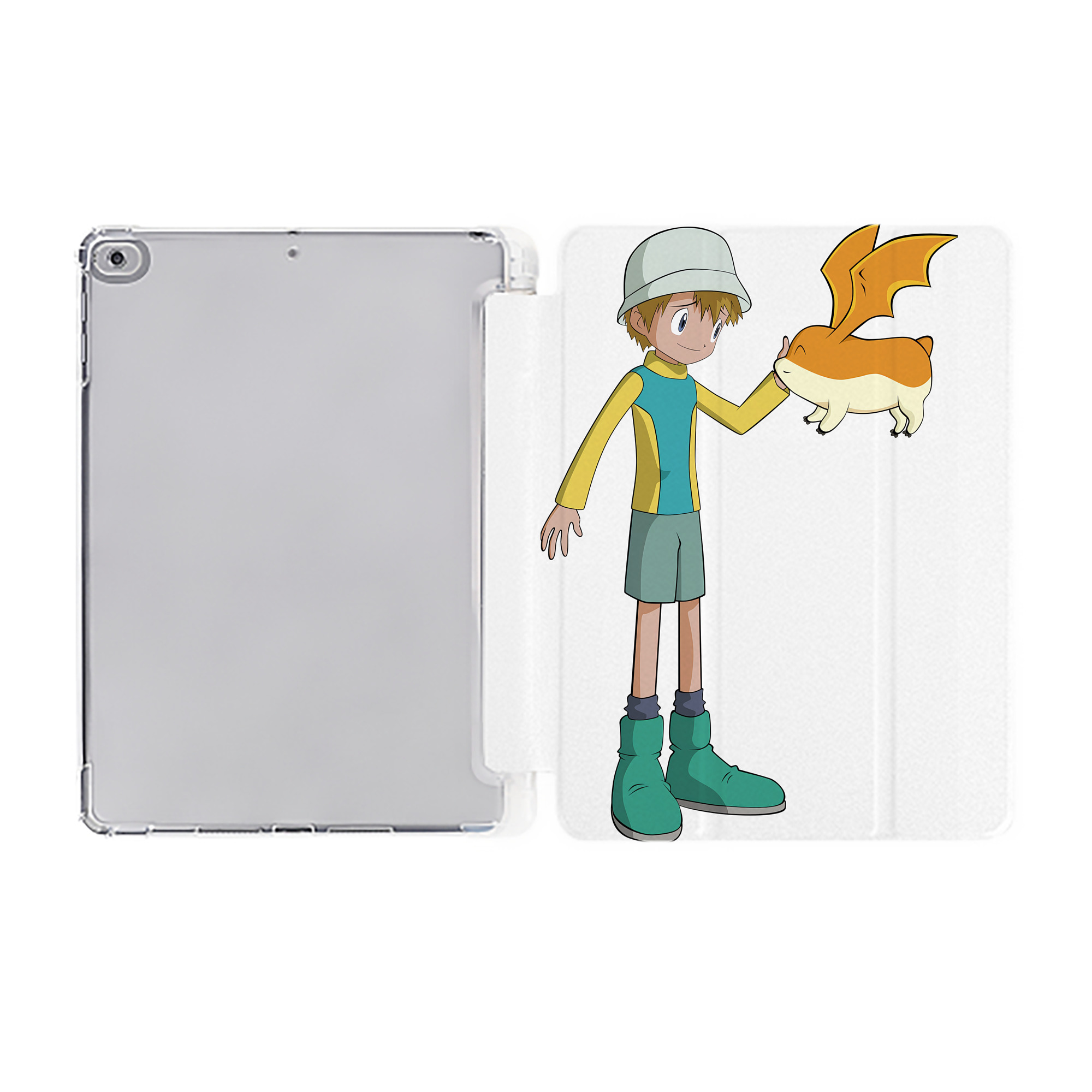 （画像用） Digimon デジタルモンスター/デジモン IPad ケース ペン収納付き 三つ折りスタンド PUレザー×シリコン 対応機種9.5/10.5/10.9インチ